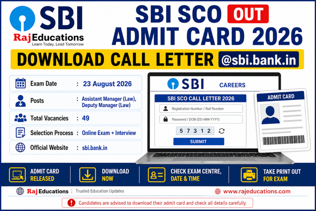 SBI SCO Admit Card 2026 Out – Download Call Letter @sbi.bank.in